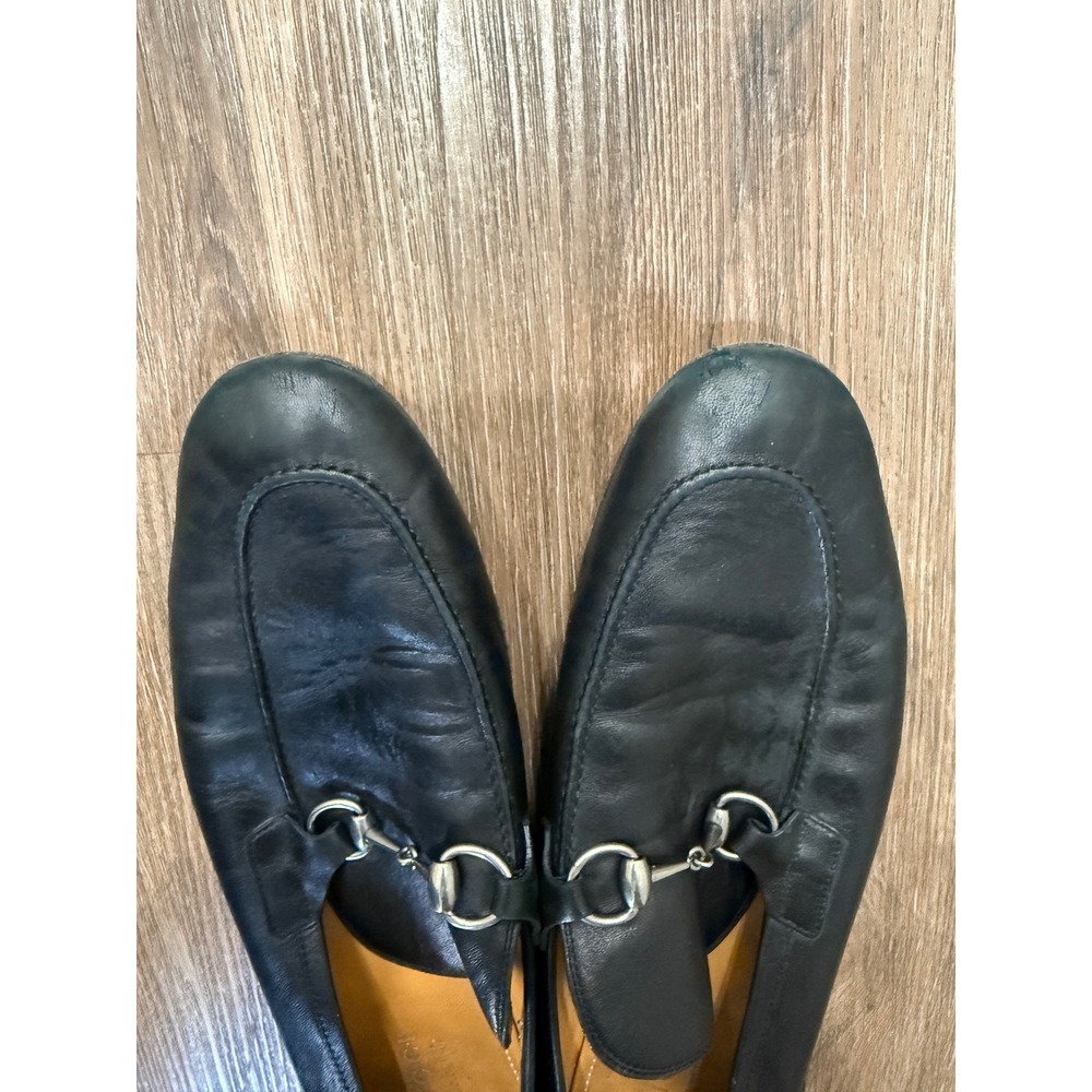 Gucci Mens Black Leather Horsebit Loafers Silver Hardware Made in Italy 12.5 - Picture 7 of 10